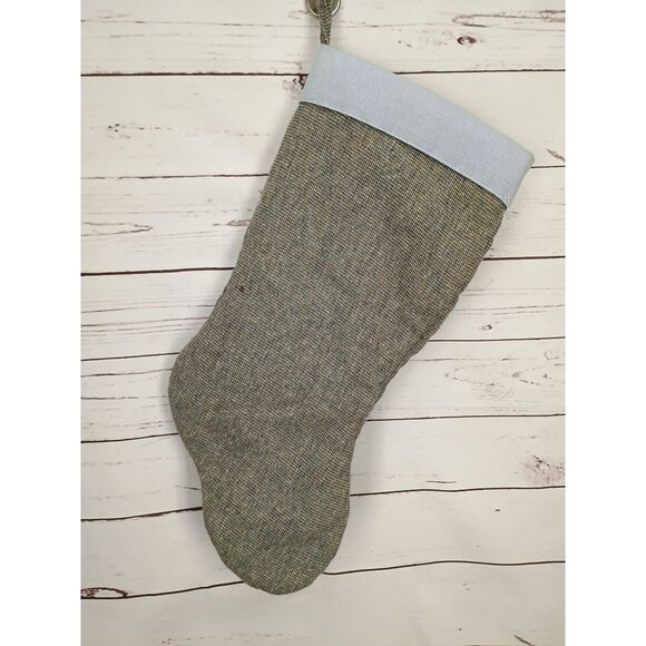 Mens Suit-Themed Christmas Stocking With Tie & Pocket Square Tweed & Blue Fabric - Picture 2 of 6